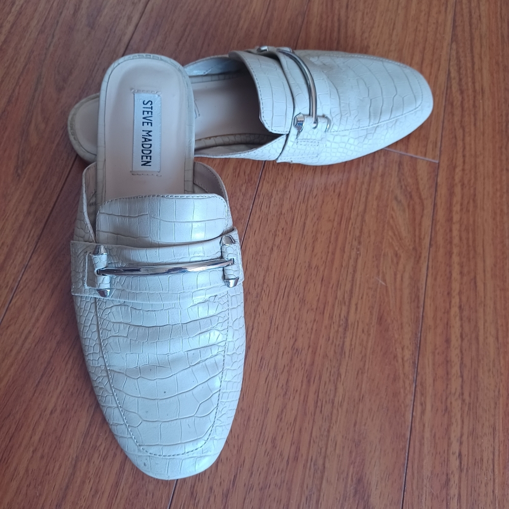 Steve Madden Mule Flats 8 Light Grey Gray Kite Loafer Shoe loafer